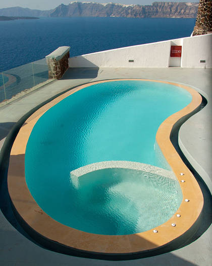 Grand Ambassador Santorini Serenity Two Bedroom Suite private outdoor pool with caldera and sea view
