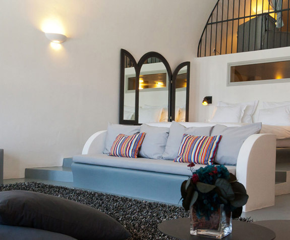 Grand Ambassador Santorini Infinity Honeymoon Cave Suite living room